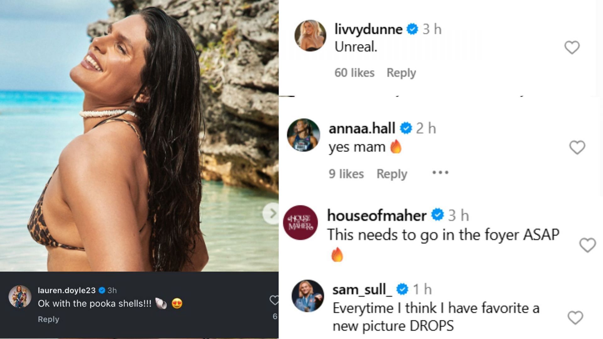 Screenshot of comments (image via IG/@ilonamaher)